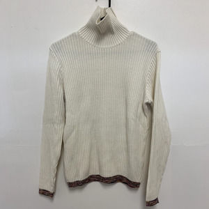 Nano Universe Long Sleeve Turtleneck Ribbed Knit Pullover Sweater White Sz Small